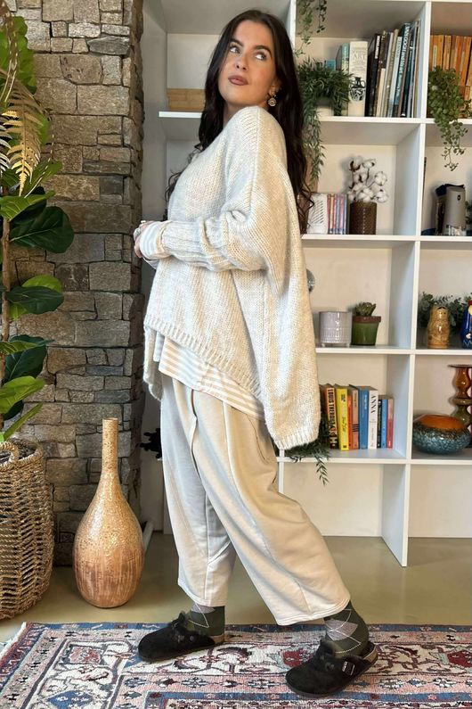 Inside Out Oversized Grunge Knit Stone